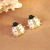 Wholesale Stainless Steel Dripping Oil Ladybug Insect Shape Earrings For Women