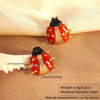 Wholesale Stainless Steel Dripping Oil Ladybug Insect Shape Earrings For Women