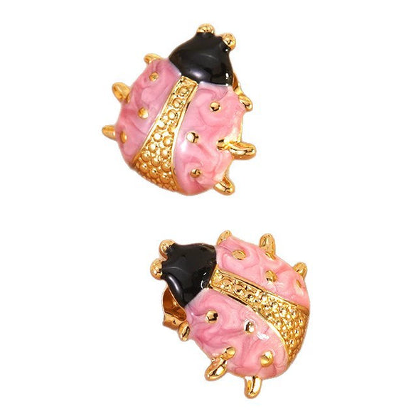 Wholesale Stainless Steel Dripping Oil Ladybug Insect Shape Earrings For Women