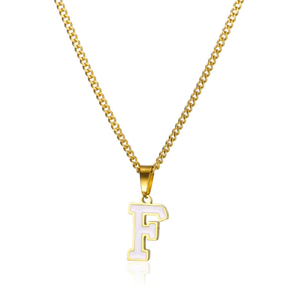 Wholesale Stainless Steel Dripping Oil Letters Necklace Pendant Accessories With Horse Whip Chain