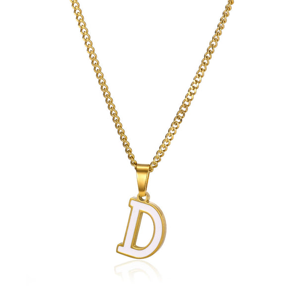 Wholesale Stainless Steel Dripping Oil Letters Necklace Pendant Accessories With Horse Whip Chain
