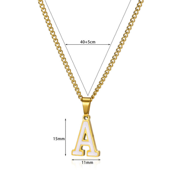 Wholesale Stainless Steel Dripping Oil Letters Necklace Pendant Accessories With Horse Whip Chain