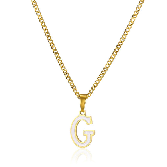 Wholesale Stainless Steel Dripping Oil Letters Necklace Pendant Accessories With Horse Whip Chain