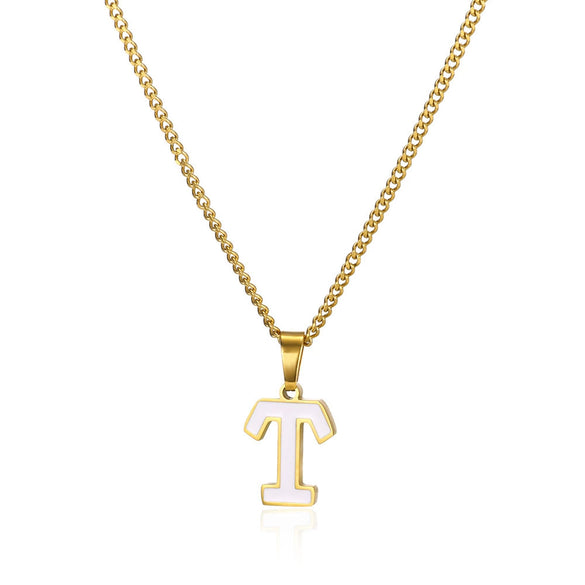 Wholesale Stainless Steel Dripping Oil Letters Necklace Pendant Accessories With Horse Whip Chain