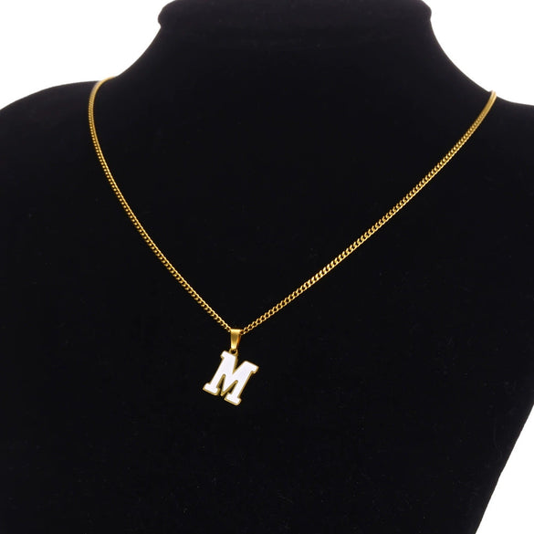 Wholesale Stainless Steel Dripping Oil Letters Necklace Pendant Accessories With Horse Whip Chain
