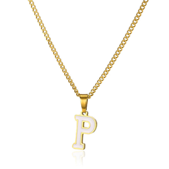 Wholesale Stainless Steel Dripping Oil Letters Necklace Pendant Accessories With Horse Whip Chain
