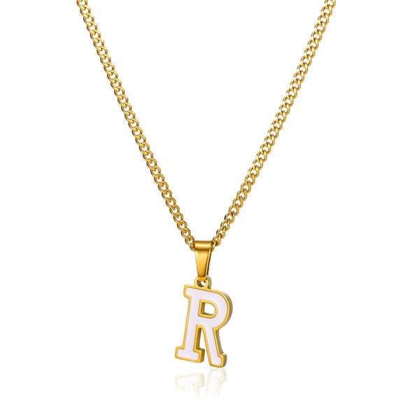Wholesale Stainless Steel Dripping Oil Letters Necklace Pendant Accessories With Horse Whip Chain