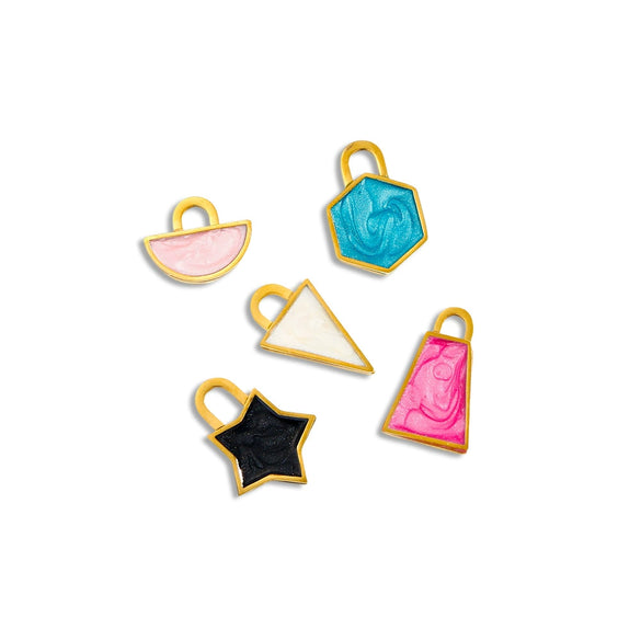 Wholesale Stainless Steel Dripping Oil Lock Pendant Jewelry Accessories With Fan Six Sides Triangle Star Trapezoid Shapes