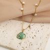 Wholesale Stainless Steel Dripping Oil Necklace With Diamond Shell Pendant And Pearl Chain For Women