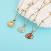 Wholesale Stainless Steel Dripping Oil Necklace With Diamond Shell Pendant And Pearl Chain For Women