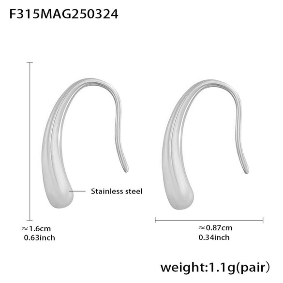 Wholesale 316L Stainless Steel Drop Shape Geometric Earrings Pvd Electroplated Light Luxury Style For Women