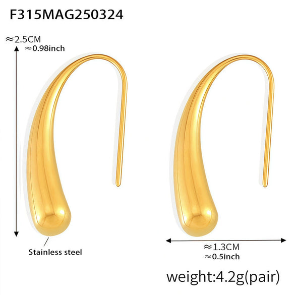 Wholesale 316L Stainless Steel Drop Shape Geometric Earrings Pvd Electroplated Light Luxury Style For Women