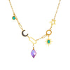 Wholesale Stainless Steel Drop Shape Purple Diamond Facet Pendant Necklace With Electroplating For Women