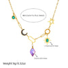 Wholesale Stainless Steel Drop Shape Purple Diamond Facet Pendant Necklace With Electroplating For Women