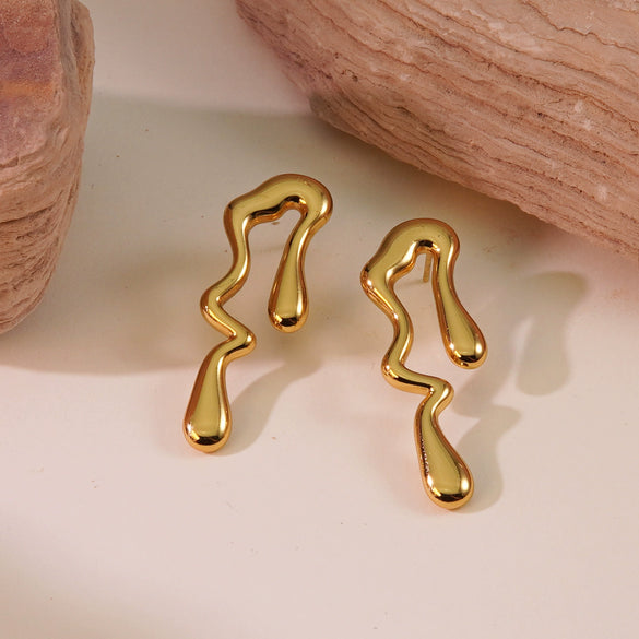 Wholesale Stainless Steel Drop Shaped Electroplated Geometric Earrings For Women