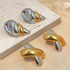 Wholesale Stainless Steel Drop Shaped Heart Shaped Geometric Style Electroplated Gold And Silver Color Matching Couple Earrings