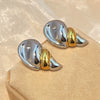 Wholesale Stainless Steel Drop Shaped Heart Shaped Geometric Style Electroplated Gold And Silver Color Matching Couple Earrings