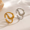 Wholesale Stainless Steel Drop Shaped Open Ring For Women With Hip Hop Line Design And Electroplating Treatment