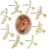 Wholesale Stainless Steel Ear Bone Nail Jewelry With Star Shape And 14K Real Gold Plating In Plants And Flowers Style