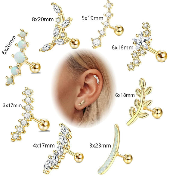 Wholesale Stainless Steel Ear Bone Nail Jewelry With Star Shape And 14K Real Gold Plating In Plants And Flowers Style