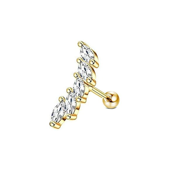 Wholesale Stainless Steel Ear Bone Nail Jewelry With Star Shape And 14K Real Gold Plating In Plants And Flowers Style