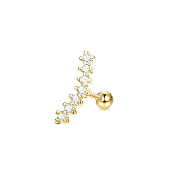 Wholesale Stainless Steel Ear Bone Nail Jewelry With Star Shape And 14K Real Gold Plating In Plants And Flowers Style