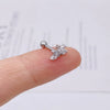 Wholesale Stainless Steel Ear Nails With Fivepointed Star Peach Heart And Cross Shapes Microinlaid Zircon Electroplated For Women