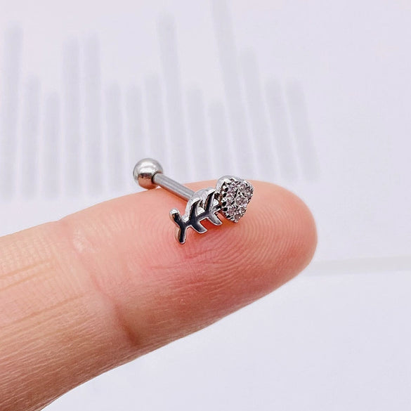 Wholesale Stainless Steel Ear Nails With Fivepointed Star Peach Heart And Cross Shapes Microinlaid Zircon Electroplated For Women