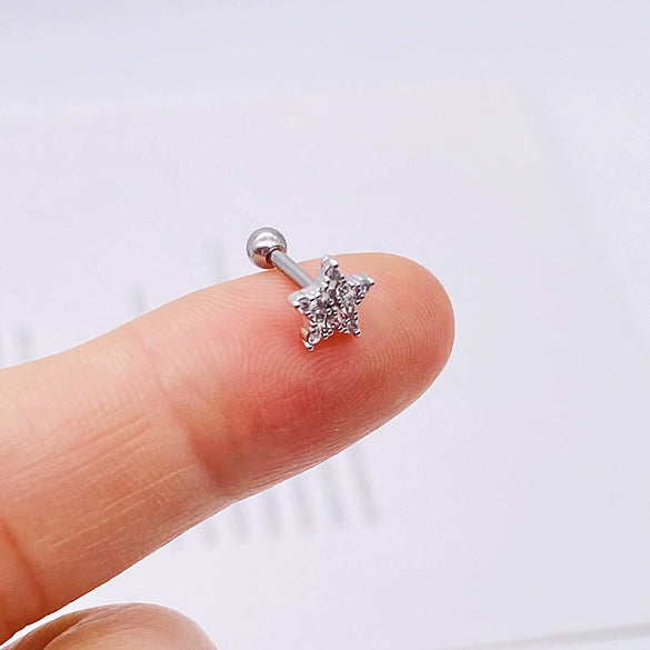 Wholesale Stainless Steel Ear Nails With Fivepointed Star Peach Heart And Cross Shapes Microinlaid Zircon Electroplated For Women