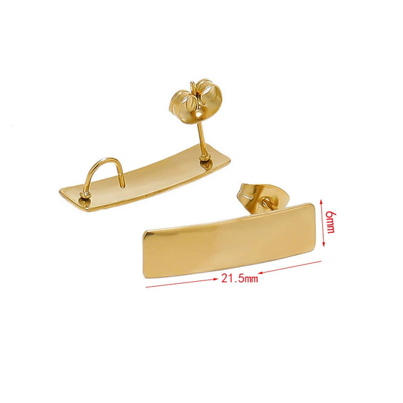 Wholesale Stainless Steel Earring Accessories Asymmetrical Exaggerated Plaid Geometric Electroplated