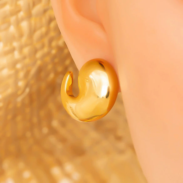 Wholesale Stainless Steel Earrings Electroplated Asymmetrical Oval Halfmoon Geometric Heart Shape Retro Style For Women