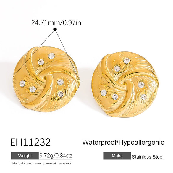 Wholesale Stainless Steel Earrings Electroplated Asymmetrical Oval Halfmoon Geometric Heart Shape Retro Style For Women