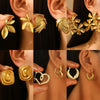 Wholesale Stainless Steel Earrings For Women With Leaf And Geometric Patterns Electroplated Design