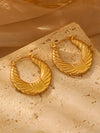 Wholesale Stainless Steel Earrings For Women With Leaf And Geometric Patterns Electroplated Design