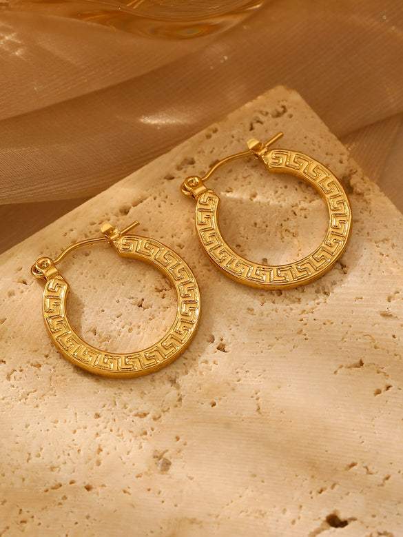 Wholesale Stainless Steel Earrings For Women With Leaf And Geometric Patterns Electroplated Design