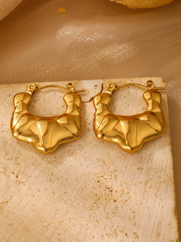 Wholesale Stainless Steel Earrings For Women With Leaf And Geometric Patterns Electroplated Design
