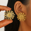 Wholesale Stainless Steel Earrings For Women With Leaf And Geometric Patterns Electroplated Design