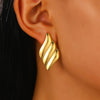 Wholesale Stainless Steel Earrings For Women With Leaf And Geometric Patterns Electroplated Design