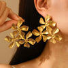 Wholesale Stainless Steel Earrings For Women With Leaf And Geometric Patterns Electroplated Design