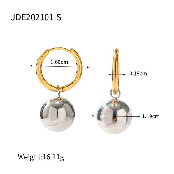 Wholesale Stainless Steel Earrings With Color Contrast And Geometric Design Electroplated