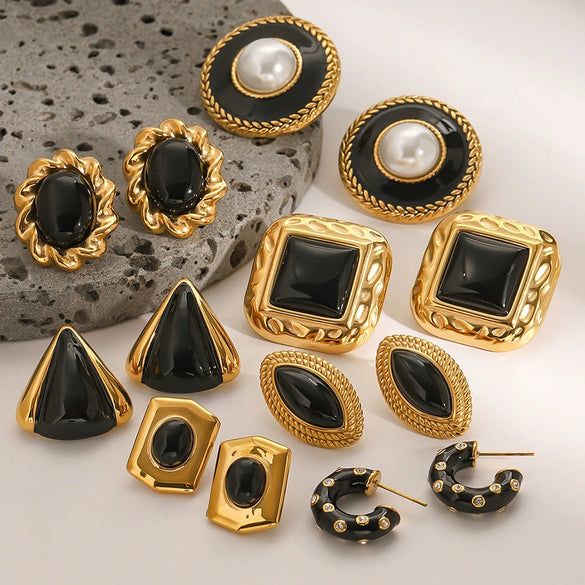 Wholesale Stainless Steel Earrings With Geometric Design And Electroplating For Women