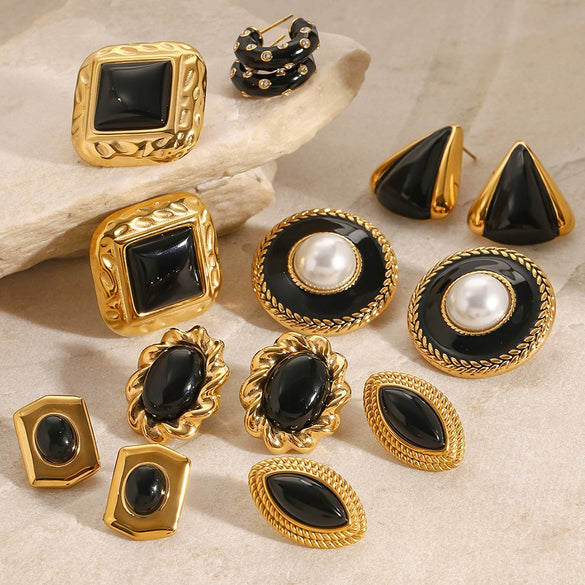 Wholesale Stainless Steel Earrings With Geometric Design And Electroplating For Women
