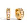 Wholesale Stainless Steel Earrings With Geometric Pattern 18K Gold Electroplated And Square White Diamond