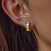 Wholesale Stainless Steel Earrings With Geometric Pattern 18K Gold Electroplated And Square White Diamond