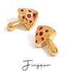Wholesale Stainless Steel Earrings With Geometric Pattern Mushroom Shape Electroplated For Women