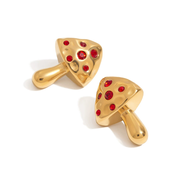 Wholesale Stainless Steel Earrings With Geometric Pattern Mushroom Shape Electroplated For Women