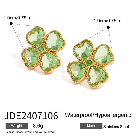 Wholesale Stainless Steel Earrings With Green Agate Geometric Styling Electroplating Treatment For Women