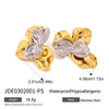 Wholesale Stainless Steel Earrings With Green Agate Geometric Styling Electroplating Treatment For Women