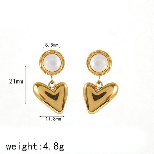 Wholesale Stainless Steel Earrings With Heart And Geometric Shapes For Women Niche Design Electroplated