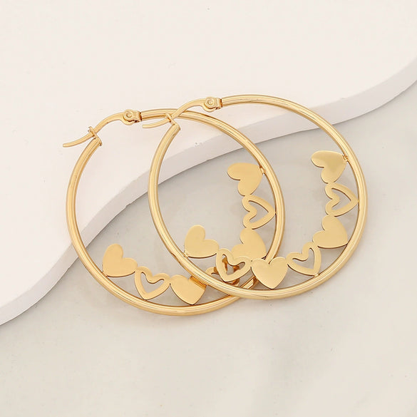 Wholesale Stainless Steel Earrings With Heart Shape And Butterfly Design Electroplated Exaggerated And Personalized For Women